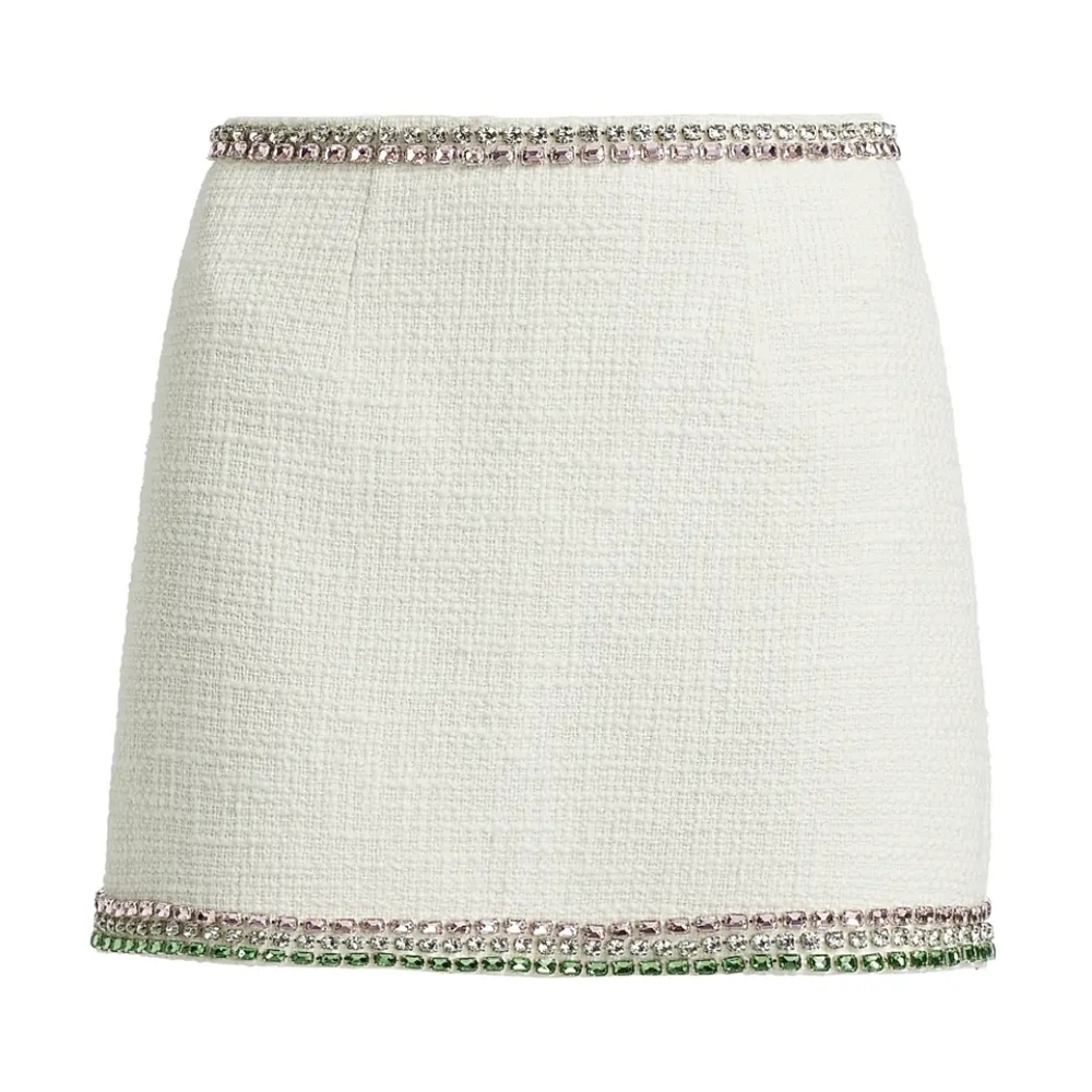 Cinq à Sept , 14, Gardenia Mini Skirt with Green and Pink Accents